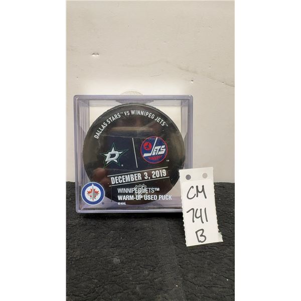 Official Winnipeg Jets Vs Dallas Stars Warm Up Puck
