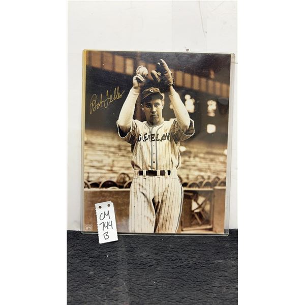 Signed Bob Feller Cleveland Indians 8 x 10 Photo