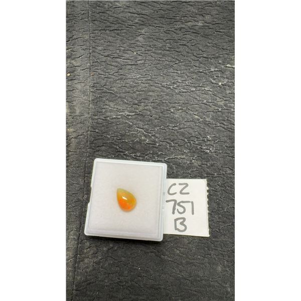 2.6-Carat Natural White Fire Opal Untreated Pear Cabochon, 8.9 x 12.7 Millimeters