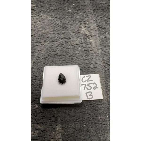 3.1-Carat Natural Untreated Black Onyx Pear Cut Gemstone, 8.2 x 12.2 mm