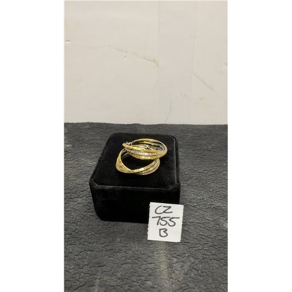 14K Gold and Platinum Plated 39mm Triple Twisted Hoop Earrings