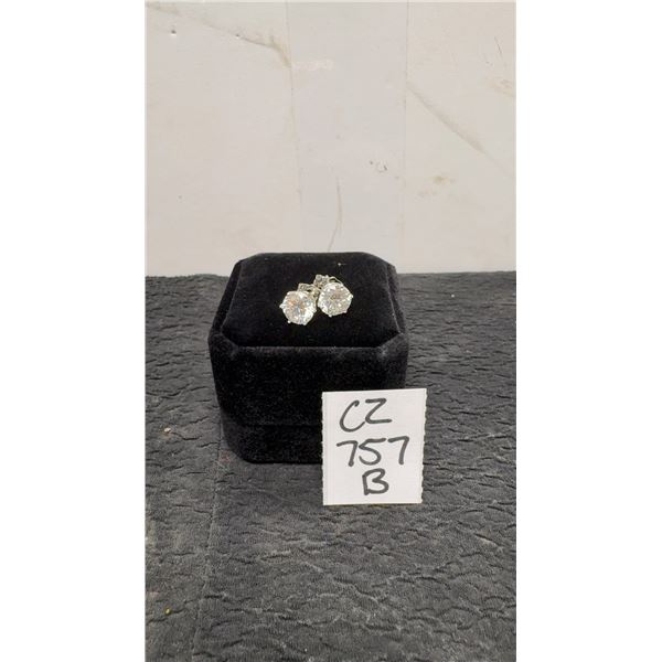 Platinum-Plated 2.0-Carat Each Moissanite Lab Diamond Stud Earrings GH, VVS1 with GRA Report