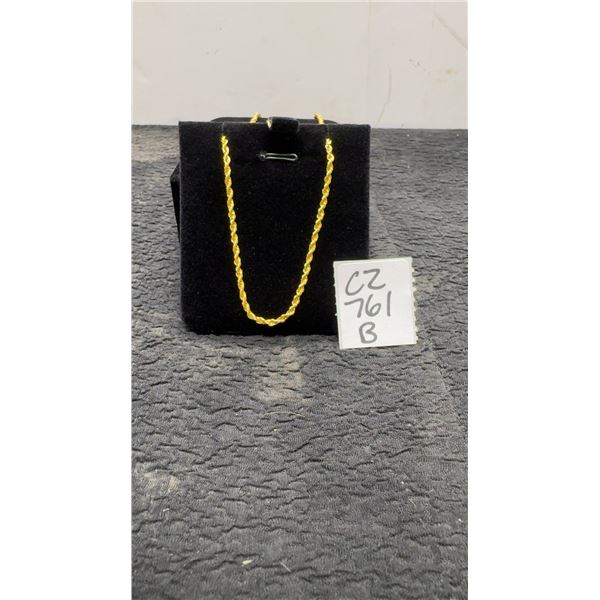 14K Gold Plated 2.0mm Twisted Rope Necklace, 23" Long