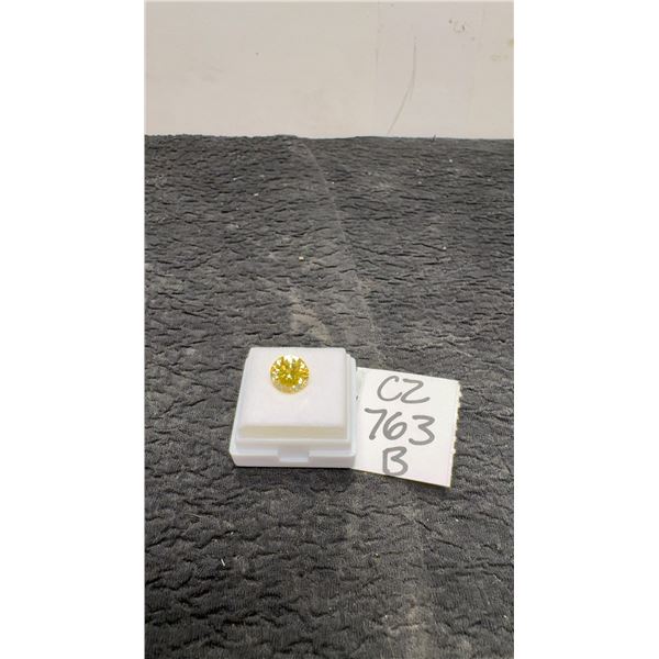 3.0 Carat Lemon Yellow Moissanite Lab Diamond, Round Brilliant Cut, VVS1 Clarity, GRA Report
