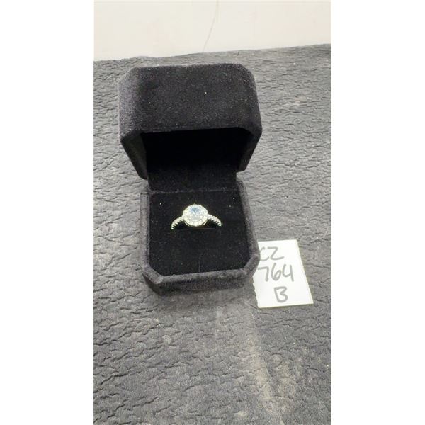 Platinum-Plated 1.0-Carat Simulated Diamond Cubic Zirconia Resizeable Halo Ring
