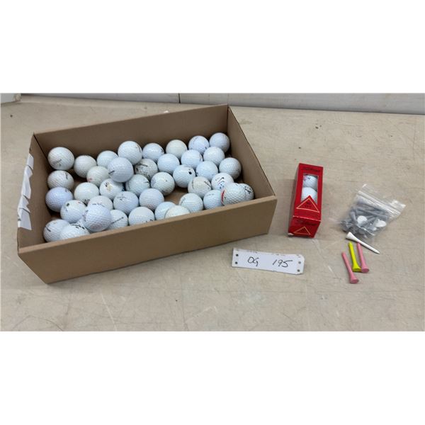 50 Random Golf Balls, Assorted Golf Tees, New 3-Pack Titleist Balls