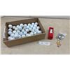 Image 1 : 50 Random Golf Balls, Assorted Golf Tees, New 3-Pack Titleist Balls
