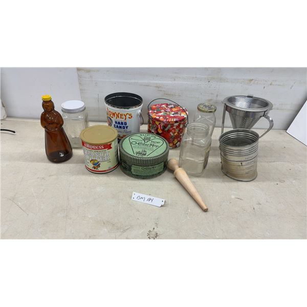 Bromwell's Measuring Sifter, Chinois Strainer, Vintage Tins, Glass Jars, and More