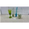 Image 1 : Vintage Art Glass Collection Including Twisted Stem Goblet, Bud Vases, and More, Tallest 17 1/2"