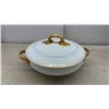 Image 4 : Porcelain Covered Serving Dish with Gold Handles, Art Glass Vases, Crystal Bowls, and More
