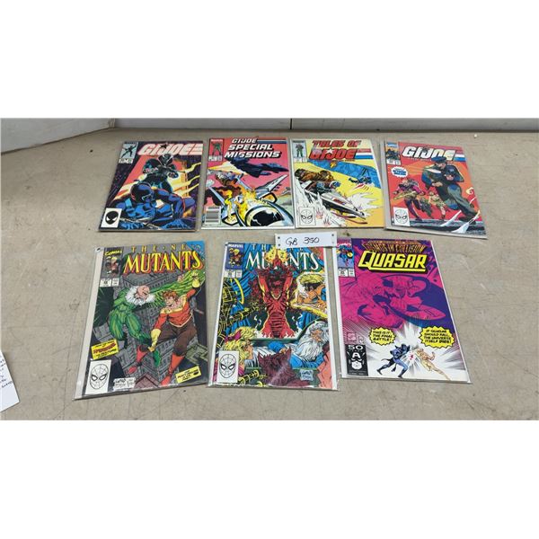 Collection of Seven Marvel Comics: G.I. Joe, The New Mutants, Quasar, 1985-1990
