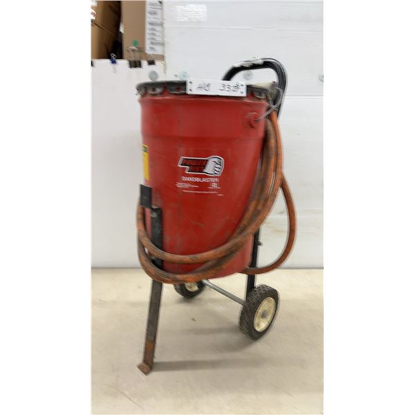Power Fist Portable Sandblaster with Hose and Gun on Two-Wheel Cart