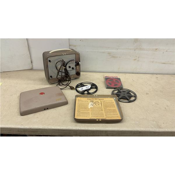 Vintage Kodak Brownie 500 Model a 8mm Movie Projector with F/1.6 Lens, Reels, and More
