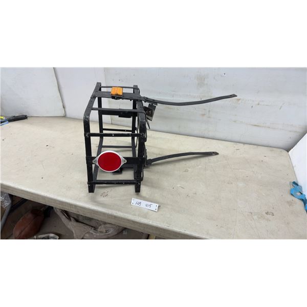 Black Metal Bicycle Rear Rack Cargo Basket with Orange and Red Reflectors