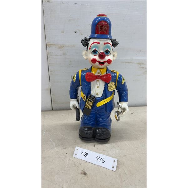 Vintage Battery-Operated Police Clown Toy with Baton and Handcuffs, 1960s-1970s, 13 1/2" Tall