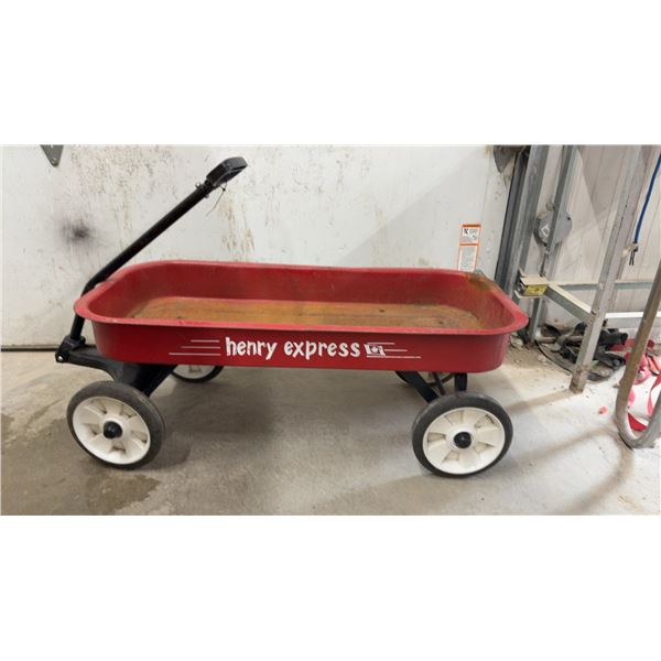 Henry Express Red Metal Pull Wagon with White Wheels