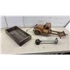 Image 1 : Vintage Pressed Steel Toy Truck Chassis, Wooden Tray and More