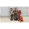 Image 1 : Five Vintage East India Traditional Dolls with Handcrafted Clothing and Wooden Bases