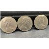Image 2 : Three Fiji 50 Cents Queen Elizabeth II Coins with Outrigger Boat, 1975 and 1976