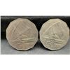 Image 5 : Three Fiji 50 Cents Queen Elizabeth II Coins with Outrigger Boat, 1975 and 1976