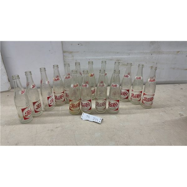 16 Vintage 1950s Pepsi-Cola 10-Ounce Clear Glass Soda Bottles