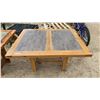 Image 1 : Rustic Oak and Slate Tile Patio Table 50 x 40 x 30