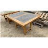 Image 4 : Rustic Oak and Slate Tile Patio Table 50 x 40 x 30