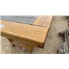 Image 5 : Rustic Oak and Slate Tile Patio Table 50 x 40 x 30