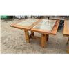 Image 1 : Rustic Pine Tile-Top Dining Table with Trestle Base 50 x 40 x 30