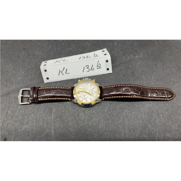 Swiss Military Chronograph Watch Model 59231 with Brown Leather Strap