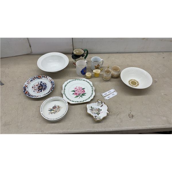 Gladstone Bone China Laurel Time Rhododendron Plate, Imari Style Plate, 2 Wedgewood Bowls