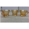 Image 5 : CN Railway Teacup and Saucer by Grindley Hotelware and 3 Amber Depression Glass Cups