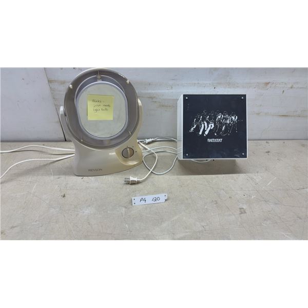 Revlon Lighted Makeup Mirror ( Needs Light Bulb) and Ratatat Illuminated Light Box Display