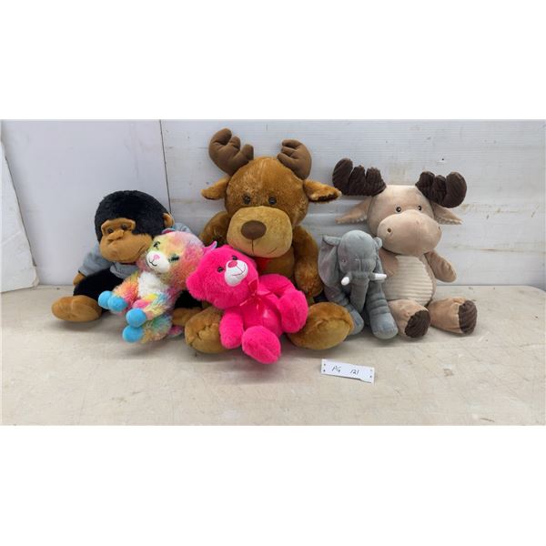 Plush Stuffed Animal Collection Including Gorilla, Moose, Elephant