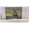 Image 1 : Mid-Century Craft Tint "Three-Masted Tall Clipper Ship" Paint-By-Numbers Painting, 18 x 24"