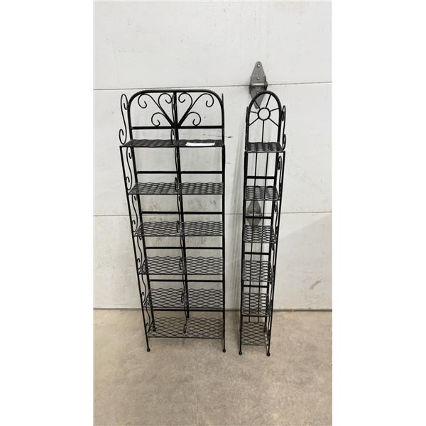 Two Black Wrought Iron Plant Stands 48" Tall