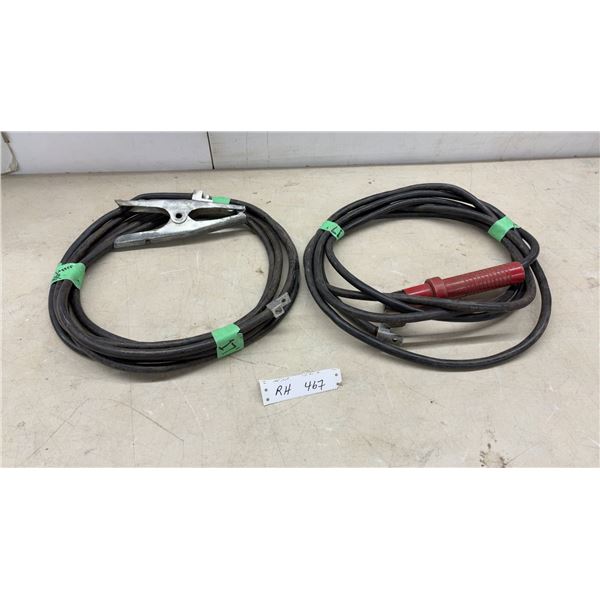 17-Foot 1/2" Copper Welding Cable with Ground Clamp and 17 ft 1/2" Copper Welding Cable with