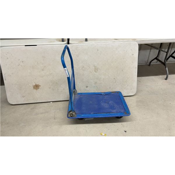 Blue Steel Folding Platform Hand Truck with Casters
