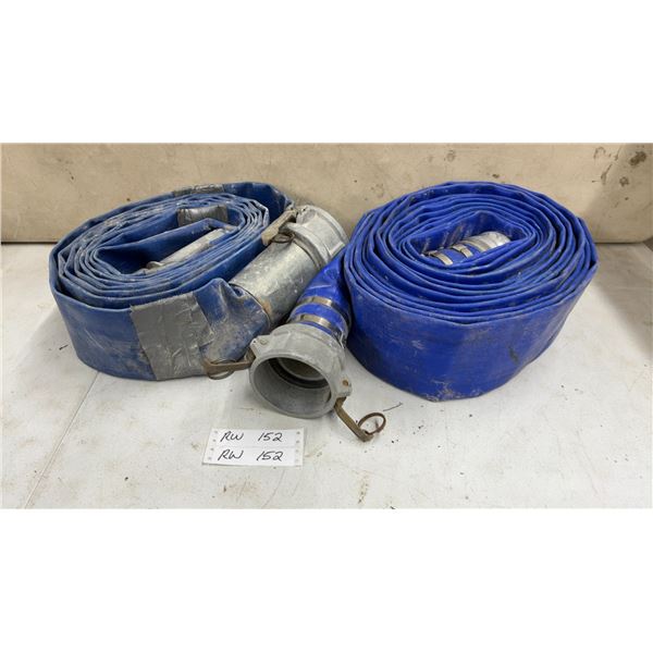 Two 3" PVC Lay-Flat Discharge Hoses with Aluminum Camlock Quick-Connect Fittings