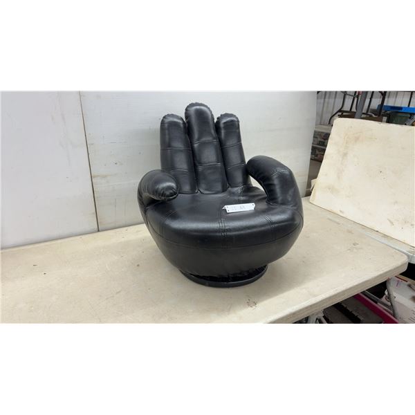 Black Faux Leather Childs Hand-Shaped Novelty Swivel Chair
