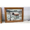 Image 4 : Four Framed Landscape Paintings Including E. Mitchell Watermill and Covered Bridge Scenes, Largest