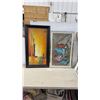 Image 1 : Two Framed Abstract Paintings Including Nu-Leger Signed Work, Largest 41 x 23"