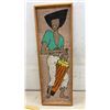 Image 2 : Vintage Framed Gravel Art of Woman Playing Conga Drum, 1960s-1970s, and More, Largest 10 x 21". Cat