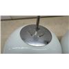 Image 5 : Pair of Chrome and White Opal Glass Globe Pendant Lights, Crack on 1 Globe