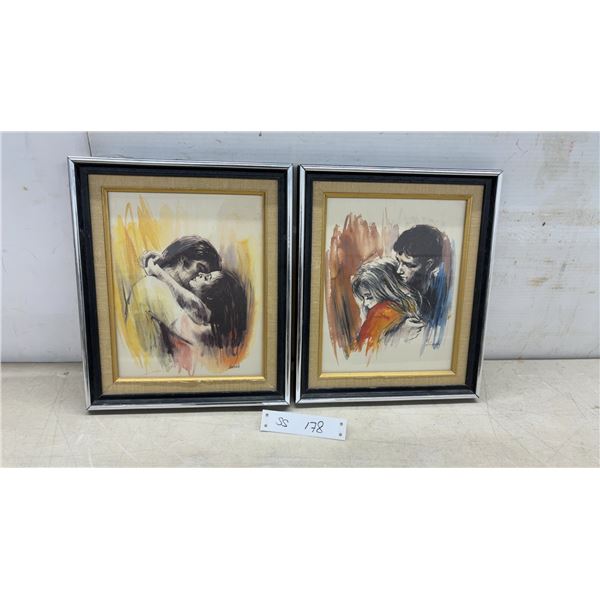 Pair of Sandu Liberman Framed Romantic Couple Art Prints, 12 x 10"