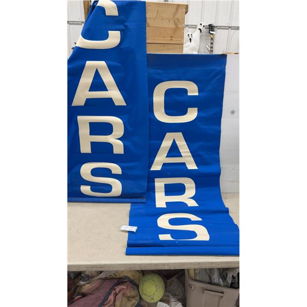 Blue and White "Used Cars" Vertical Banners, Double Sided, Set of 2, 72 x 30"