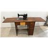 Image 2 : Singer Model 201-3 Electric Sewing Machine in Wooden Drop-Leaf Cabinet