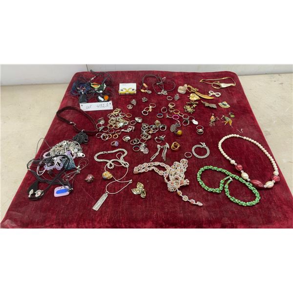 Assorted Fashion Jewelry: Rings, Necklaces, Brooches, Earrings, and More