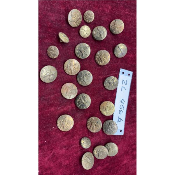 Collection of Vintage Royal Canadian Air Force Brass Uniform Buttons, Various Sizes