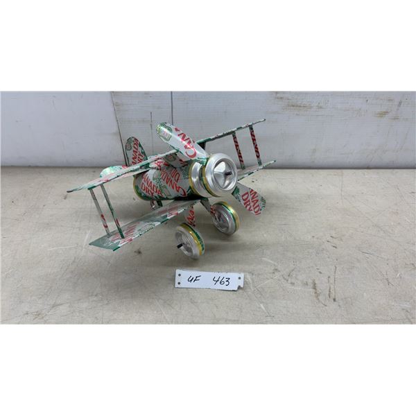 Handcrafted Canada Dry Ginger Ale Aluminum Can Biplane Model, Approx 10 x 12 x 15"